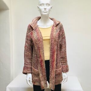 MURIELLE HAND DYED BABY MOHAIR VINTAGE-EUC CARDIGAN SWEATER MELANGE KNIT